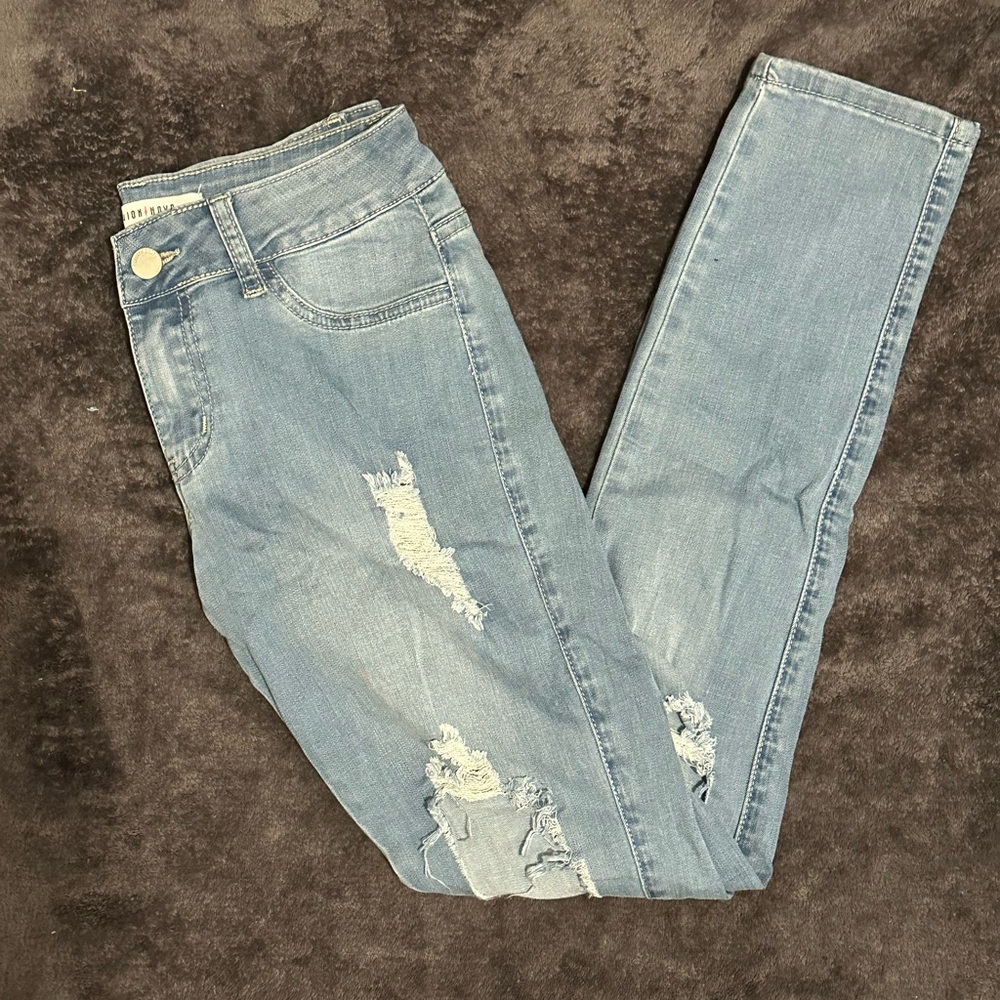 Women's Distressed Blue Jeans -FashionNova